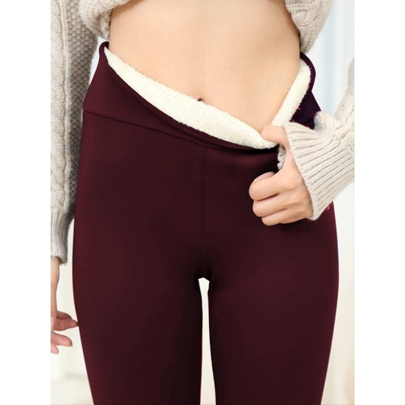 Plush Lined Thermal Pants High Waist Tights For Winter Fleece Leggings