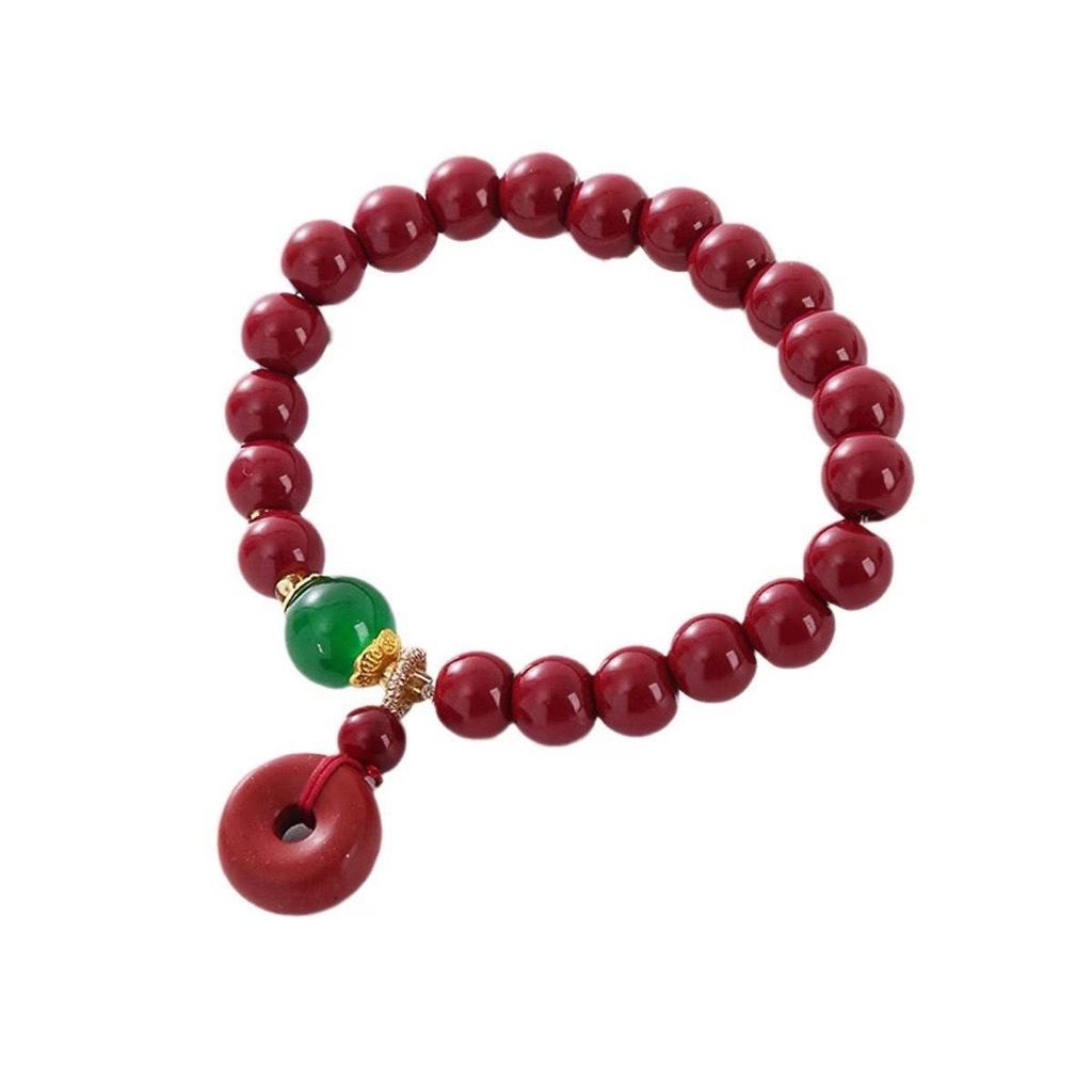 Nova Pulseira de Lótus Cinnabar de Estilo Chinês - Retrô, Versátil, Acessório de Mão da Moda para Transmissões ao Vivo e Pontos Turísticos