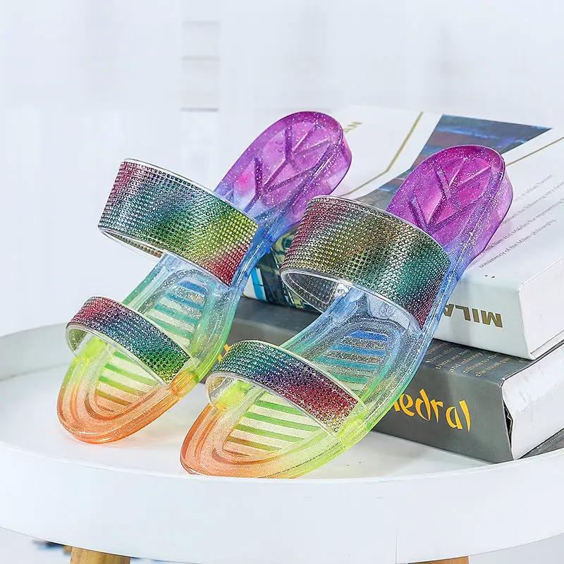Clear Living Room Women's Slippers and Ladies Sandals Jelly Transparent Shoes Indoor Slides Home House Summer Footwear Pvc Vip