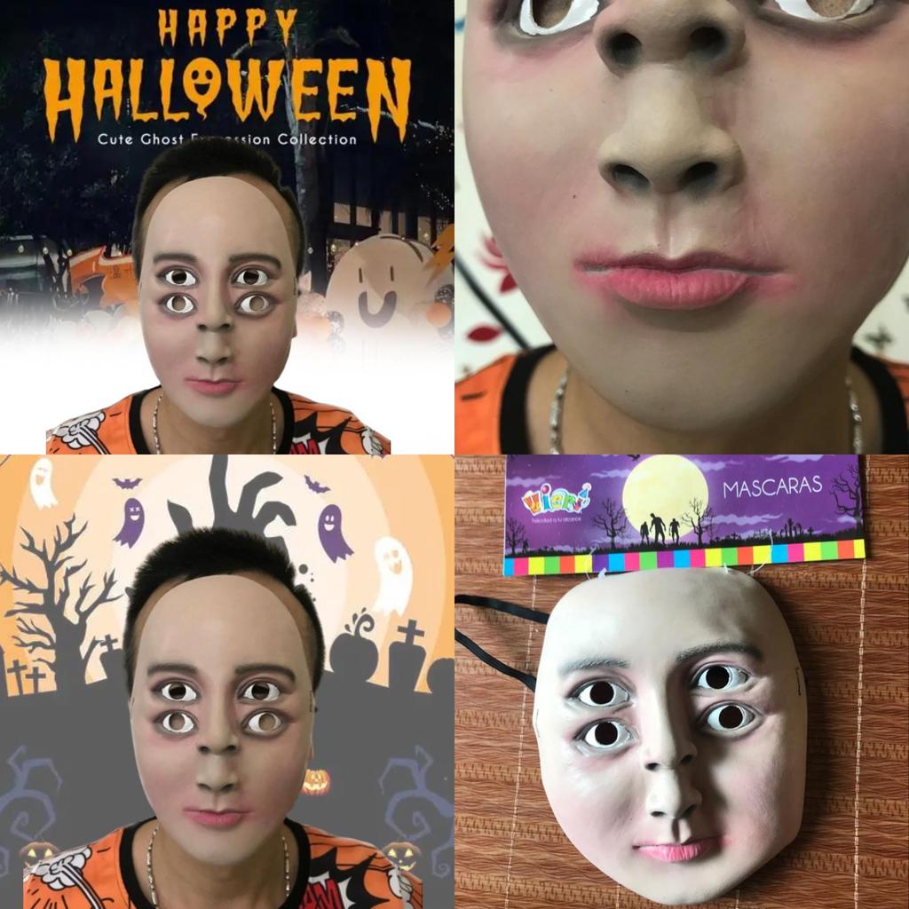 Halloween Ghost Face Latex Mask With Four Eyes For Horror Party Pranks