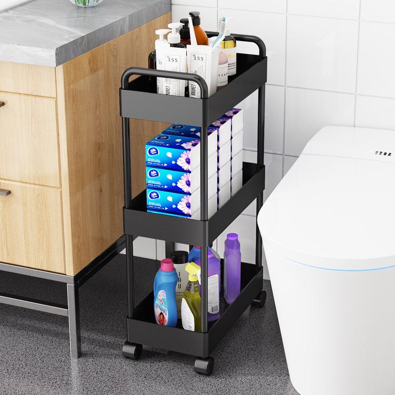Movable Bathroom Trolley Rack for Layered Gap Storage