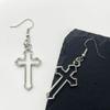 Gothic Hollow Cross Dangle Earrings Simple Ear Hooks Punk Style Drop Earrings Statement Jewelry Gift for Women Men