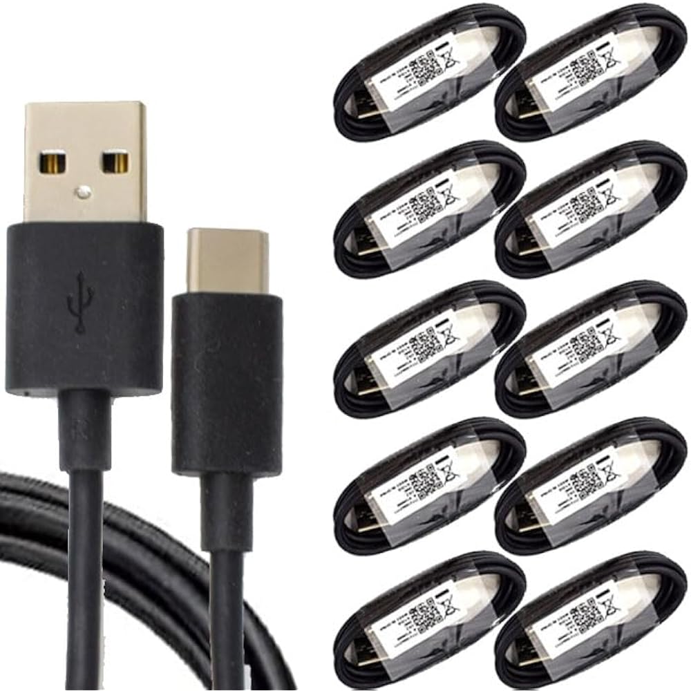 Set of 10, 10, Type-C, Type-C, Charging Cable, Charging Cord, Type-C, 1m, Black, TypeC, USB, Type...