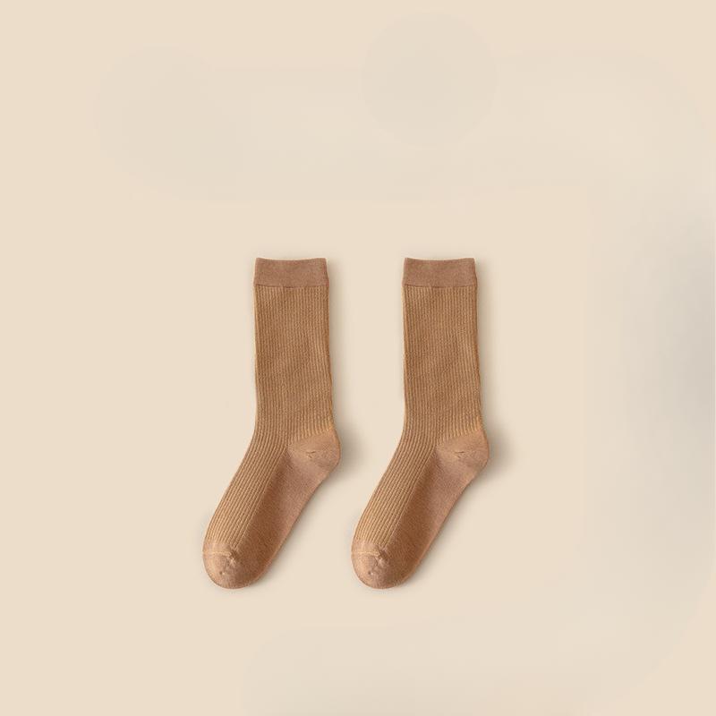 Chaussettes de sport épaissies en pur coton de couleur unie pour femmes, printemps et automne