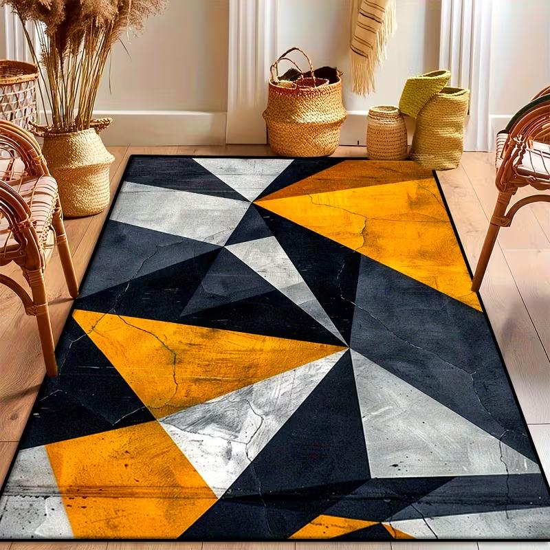 Living Room Mat Modern Geometric Dining Table Mat Home Decoration Carpet Mat Black Soft Bedroom Mat Home Decoration Carpet 40X60cm