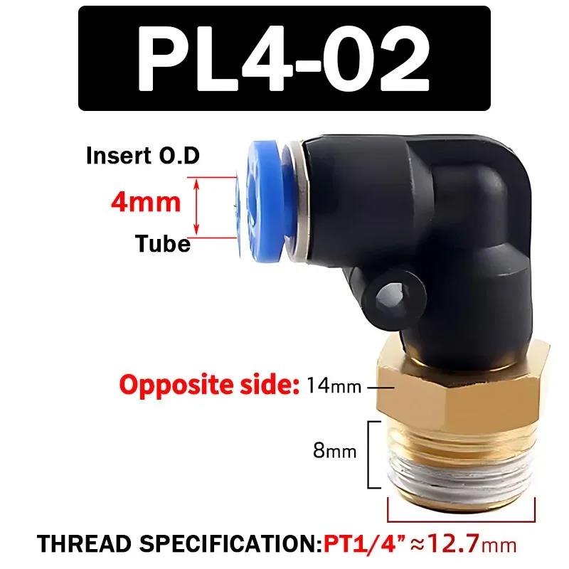 20/50/100PCS Pneumatic Air Connector PL 4mm 6 8 10 12mm Thread 1/8 1/4" 3/8" 1/2" Trachea Elbow Air Fittings Hose Quick Conector Fuel System