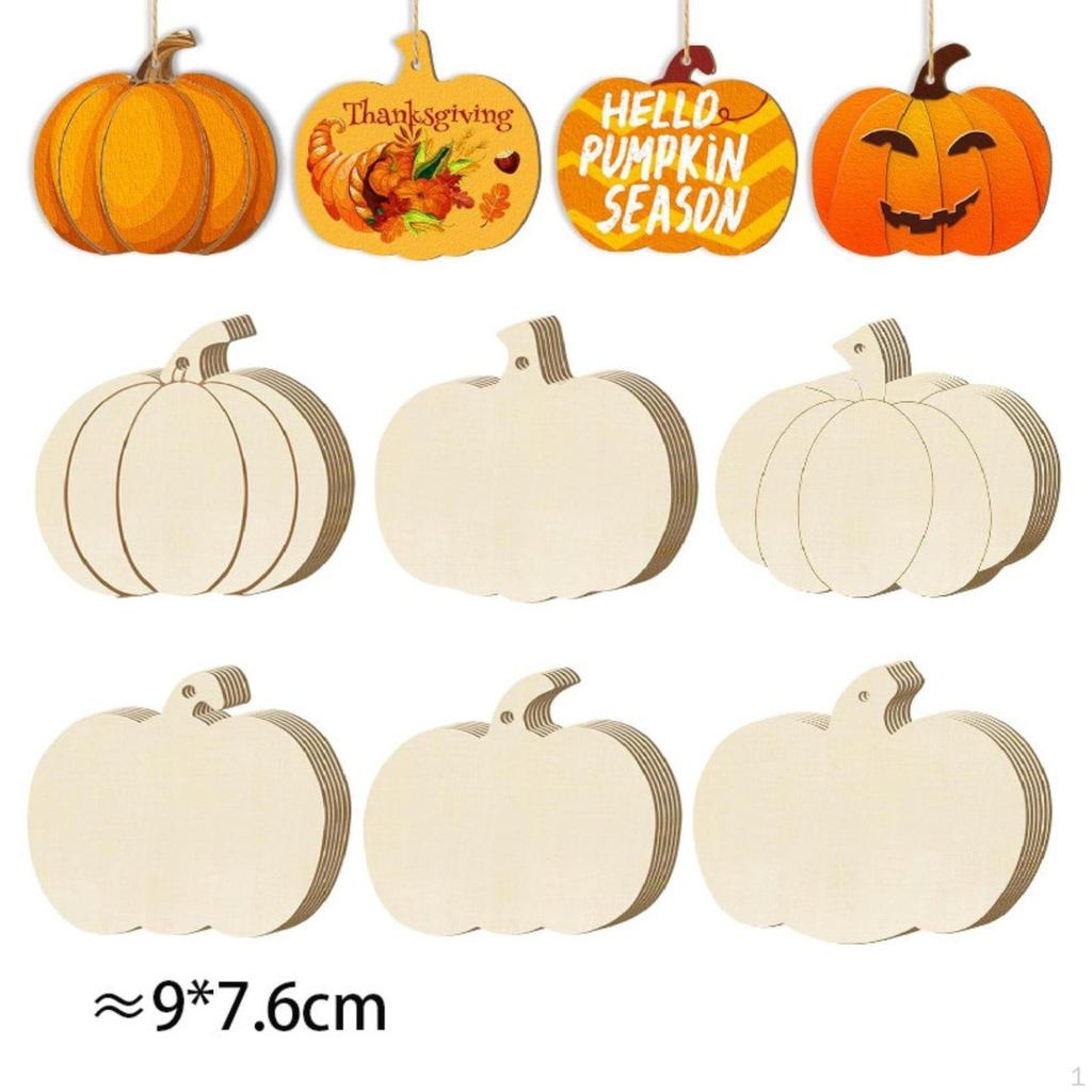 36 Pieces Wooden Ornaments to Paint Crafts Halloween Thanksgiving Decoration Wood Discs for Harvest