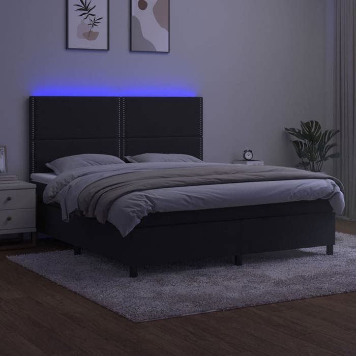 Maison Exclusive - Estrado de ripas de cama com colchão e LED Preto 180x200 cm