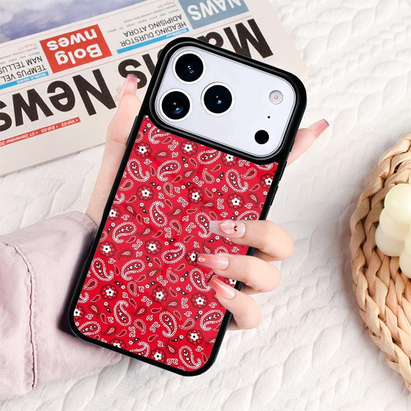 Red Bandana Paisley Phone Case For IPhone 17 16e 15 14 13 12 11 Pro Max Air Mini Soft Protective Cover