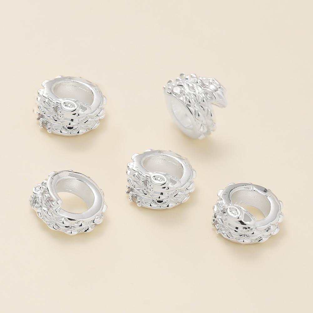 2Piece/Lot 9*10mm 14/18K Gold Color Plated Spacer Beads with Zircon for DIY Necklace Bracelets Jewelry Making Accessories