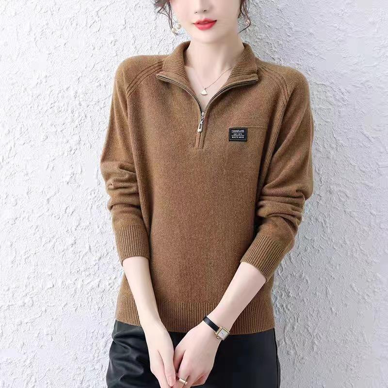 

Полуводолазка на молнии свитер женский свободный зимний универсальный трикотажный низ рубашка топ XXXL красный