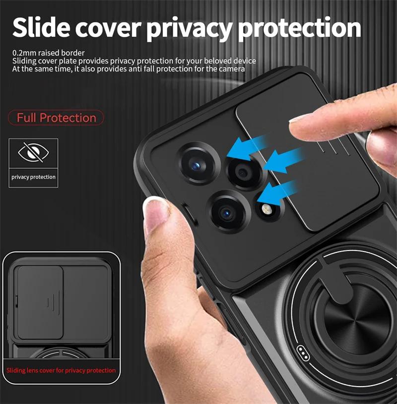 For Honor 200 Lite 5G Case Armor Silicone PC Magnetic Ring Holder Back Cover for Honor200 200Lite Slide Camera Shockproof Funda