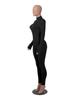 Women's Ribbed Elastic Slim-fit Long Sleeve Sport Yoga Jumpsuit with Invisible Zipper