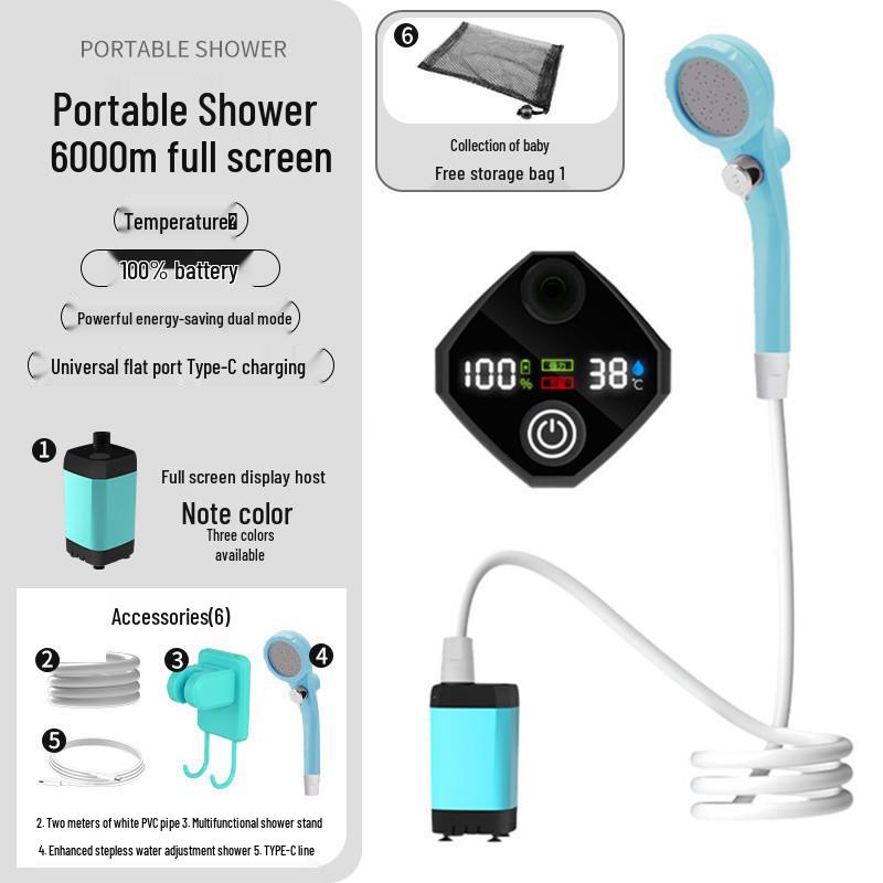 Portable Outdoor Electric Shower Set with Charging Shower Head and Tent
