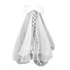 Bridal Bowknot Decor Double Layer Head Veil with Hair Comb Wedding Photography Performance Princess Bow Veil Hair Accessories