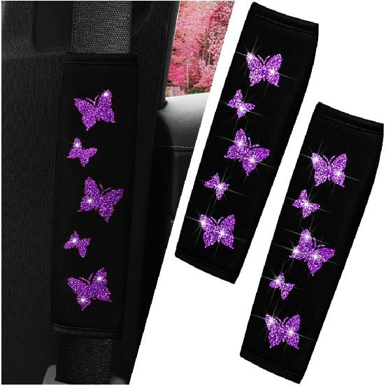 2PCS Car Seat Belt Covers, Polyester Fiber Vehicle Seatbelt Cushion Pad Protector, Automotive Safe Strap Cover Pad Help Protect Neck And Shoulder,