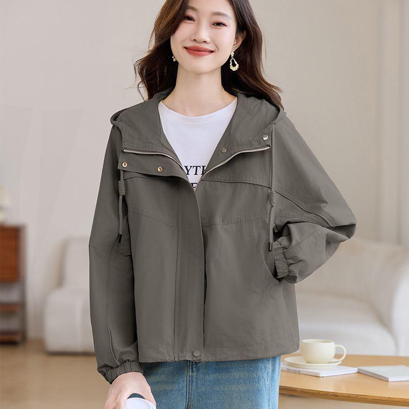 2025 Women's Petite Hooded Trench Coat - Casual Fashion for Spring and Autumn