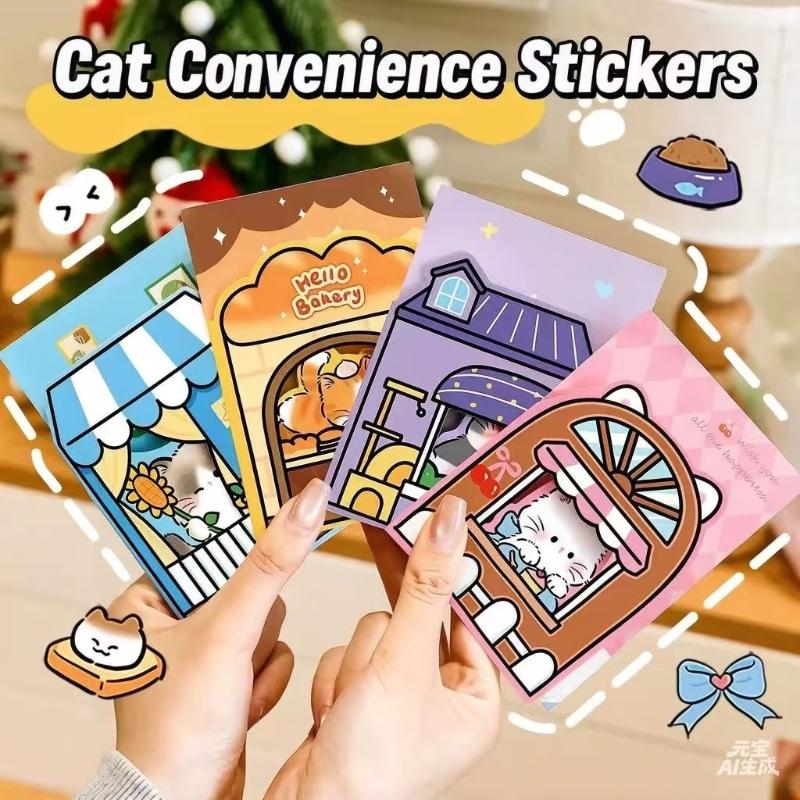 Kawai Ins Cartoon Cat Window Opening Notes Student Cute High Value Decorative Sticky Creative Tearable Message N Times Lovely