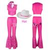 Barbi Cosplay Kostuum Met Hoed Roze Cowgirl Outfits Jaren 80 Hippie Disco Kostuum Margot Robbie Film Barbi Halloween Comic