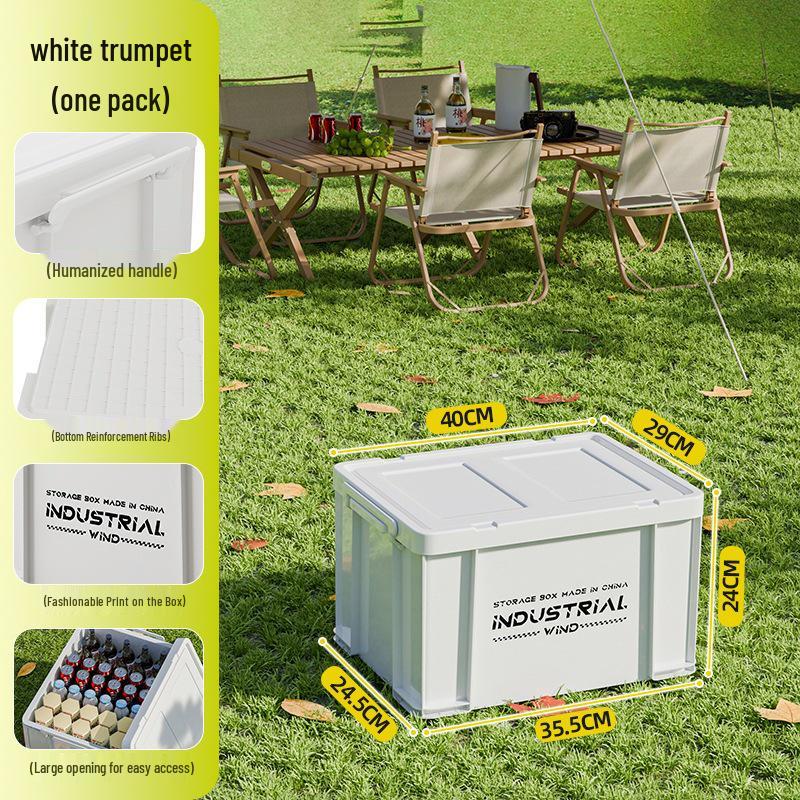 Large Capacity Outdoor Camping Storage Box with Lid - Thick Plastic Car Trunk Organizer