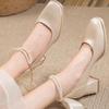 Block Heel Red High Heels Wedding Shoes Women's Spring Mary Jane Women's Shoes Square Toe Single Shoes