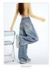 Women's Personalized Bamboo Pattern Light Blue Wide Leg Jeans - Trendy, Slimming, Loose Fit for Spring/Summer