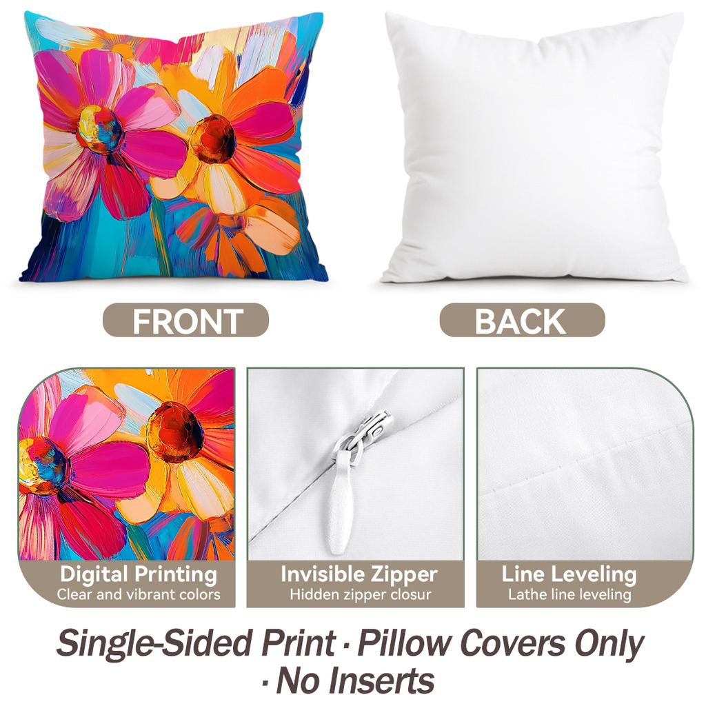 Colorful Abstract Flowers Cushion Covers Pillowcase Fantasy-Inspired Home Decor Sofa Cushion Cover Living Room Bed Car Decor