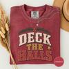 Deck the Halls Christmas Shirt, Arched Christmas Lettering Tee, Collegiate Holiday Shirt, Retro Carol Gift, Distressed Xmas Typography