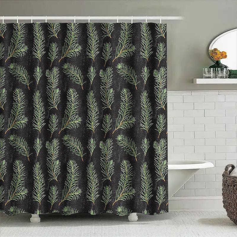 Botanical Shower Curtain Forest Greenery Leaves Pattern Bathroom Decor Nature Inspired Washable Fabric Backdrop