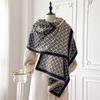 New Women's Letter Print Warm Shawl Simple Thick Imitation Cashmere Scarf with Jacquard Ideal for Autumn and Winter