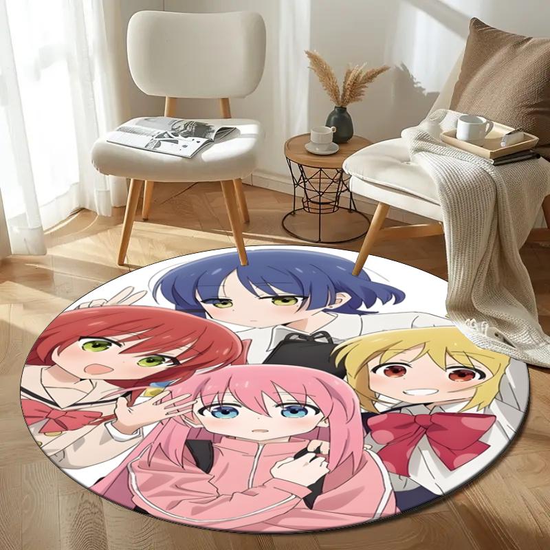 Customizable BOCCHI THE ROCK Round Non-Slip Carpet - Ideal for Garden, Picnic, Office, Perfect for Decoration, Suitable For All Seasons