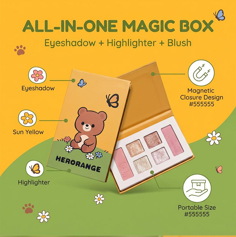 Bear Keke Multi-Use Face Palette – Hot-Selling Matte & Shimmer Eyeshadow, Highlighter, Everyday Versatile All-in-One Makeup.