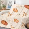 Bow Ghost Pumpkin Halloween Throw Blanket Guest Quarters Patio Soft Blanket Sunroom  Living Room Lounge Bedroom Den Presents