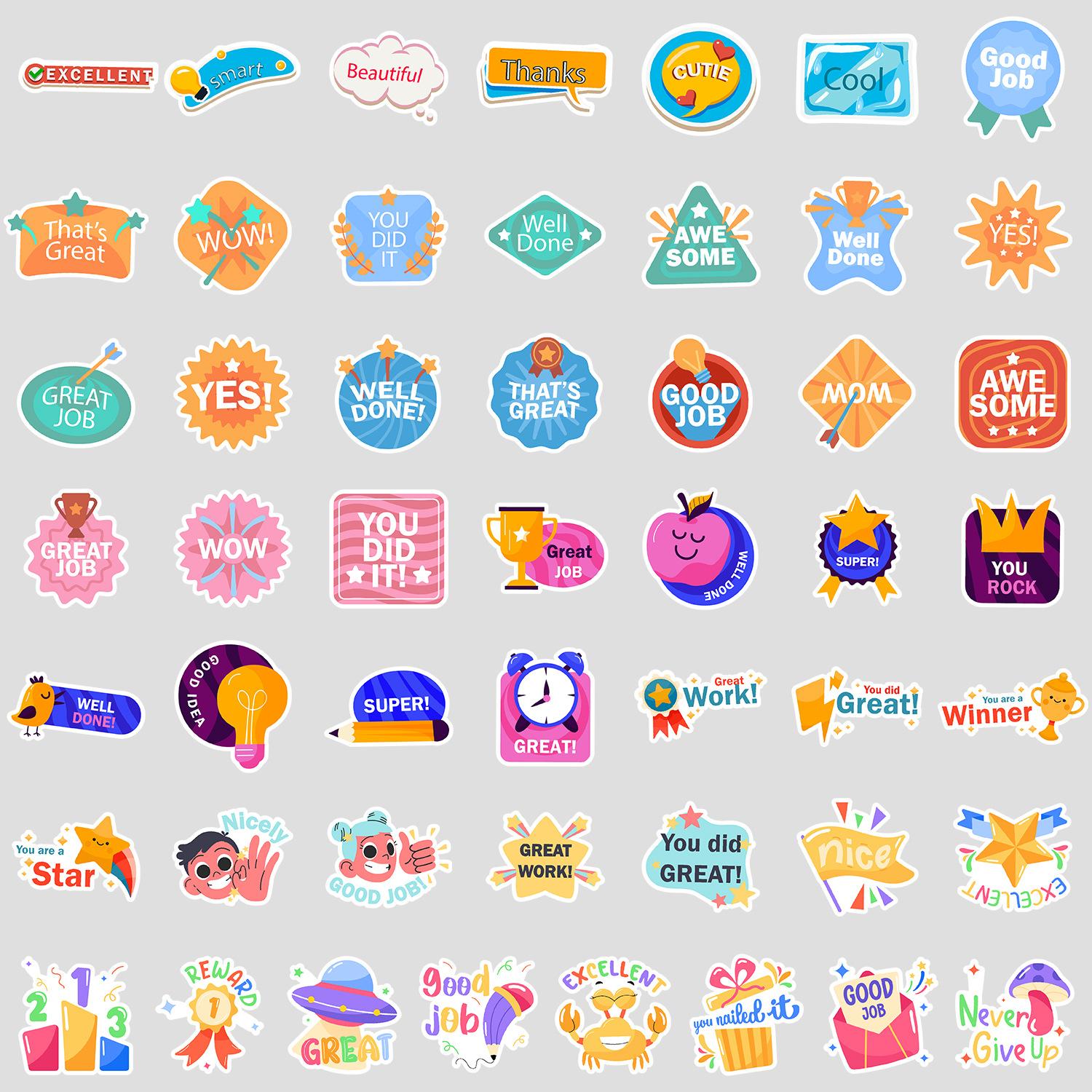 

50 Pieces of Reward Series Graffiti Stickers, Water Cup, Luggage, Waterproof Decorative Stickers, Creative Reward Stationery Stickers