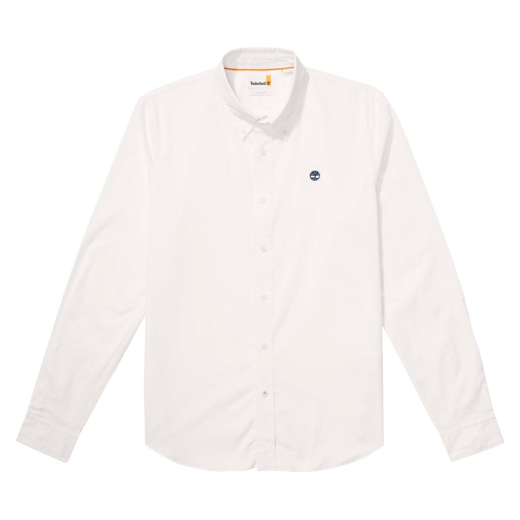 Timberland Men's Long Sleeve Washed Poplin Shirt, White, Size XL, TB0A2ERT1001