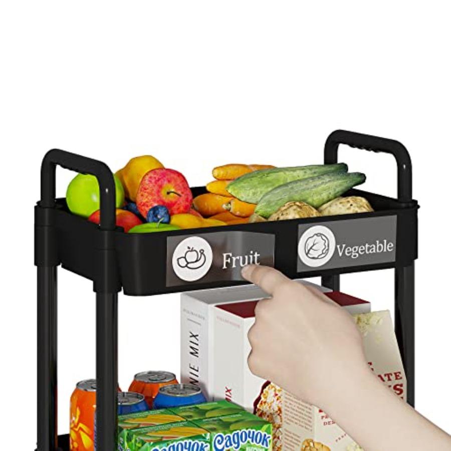 Multifunction Utility Rolling Cart 5-Tier Plastic Metal Storage Organizer Black Lockable Wheels Modern Style Indoor Use