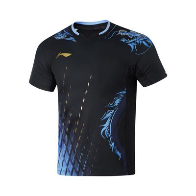 Li Ning Table Tennis Series Competition Quick-Dry Antibacterial Sports Short Sleeve T-Shirt Unisex Tops Black AAYU201-2