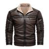 Men's Retro Faux Leather Jacket with Multi-Pockets, Fleece-lined PU, Business Casual Outerwear