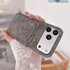 Vintage Suede Leather Card Holder Wallet Case For iPhone Air 17 16 15 14 13 12 11 Pro Max Plus Photo Packet Matte Bumper Cover