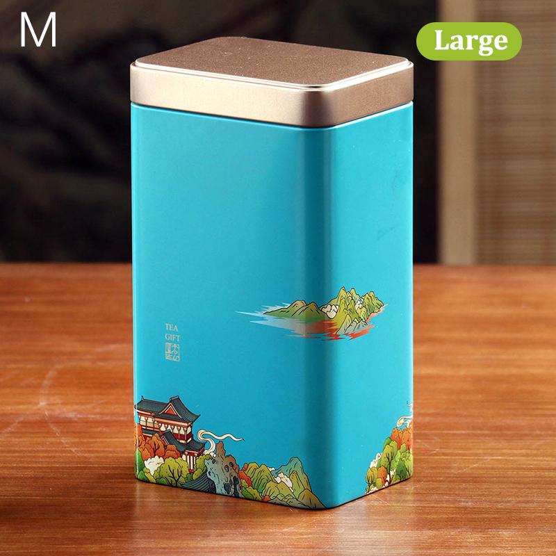 Tin Plate Storage Box Sealed Tea Caddy Small Square Coffee Jar Tea Leaves Container Cans Small Tinplate Spices Storage Boxes