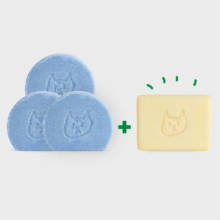 

Набор для ухода за волосами 3+1 (Синий шампунь-бар x 3, Кондиционер-бар x 1)