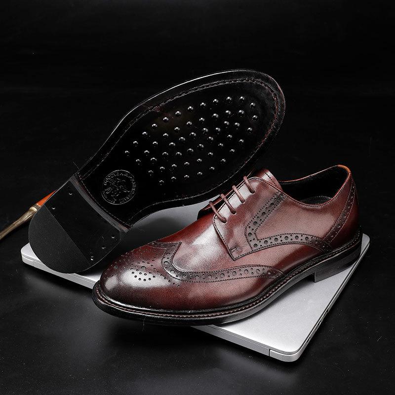 British Retro Mapi Derby Wedding Shoes Tide Brock Engraved Business Dress Casual Leather Shoes Men'S Large Size Men'S Shoes Tide