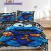 1PC Sesame Street Pattern Bedding Quilt Set Quilt Cover Pillowcase Home Decoration Birthday Gift (1 * Duvet Cover + 2 * Pillowcase, Without Core)