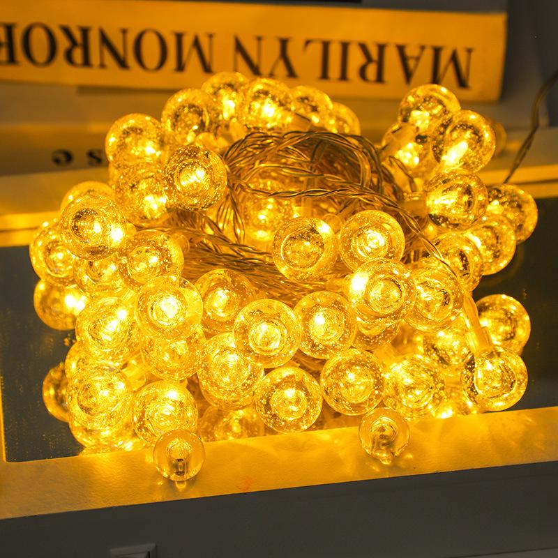 Waterproof LED Outdoor Bubble String Lights with 3-Function Battery Box - Crystal Ball Design for Holidays