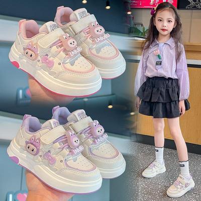 Dziewczęce buty sportowe na rzepy z kreskówką 2026 - Antypoślizgowe, Wiosna/Jesień, Jednokolorowe dla uczennic