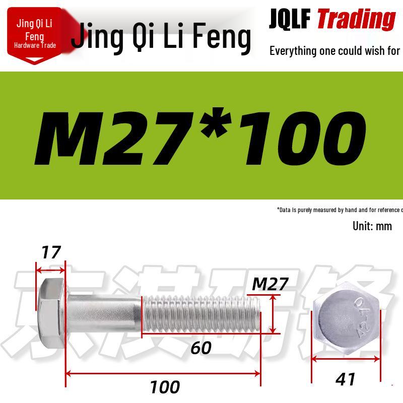 201 Stainless Steel Hex Head Bolt, Half Thread, M6-M30 Threaded Rod