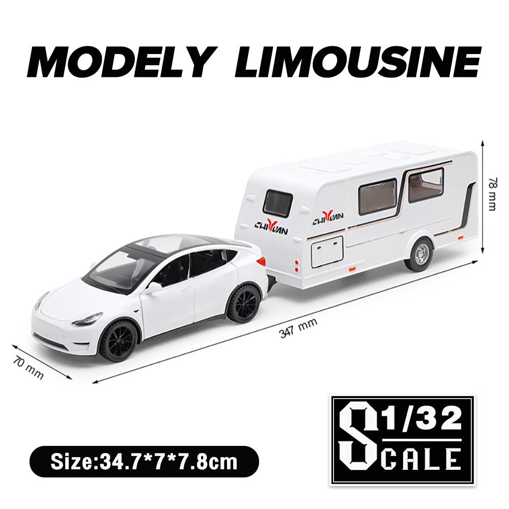 1/32 Scale Tesla Model Y Caravan Metal Diecast Alloy Toy Car Model Trucks For Kids Toys Vehicles Hobbies Collection