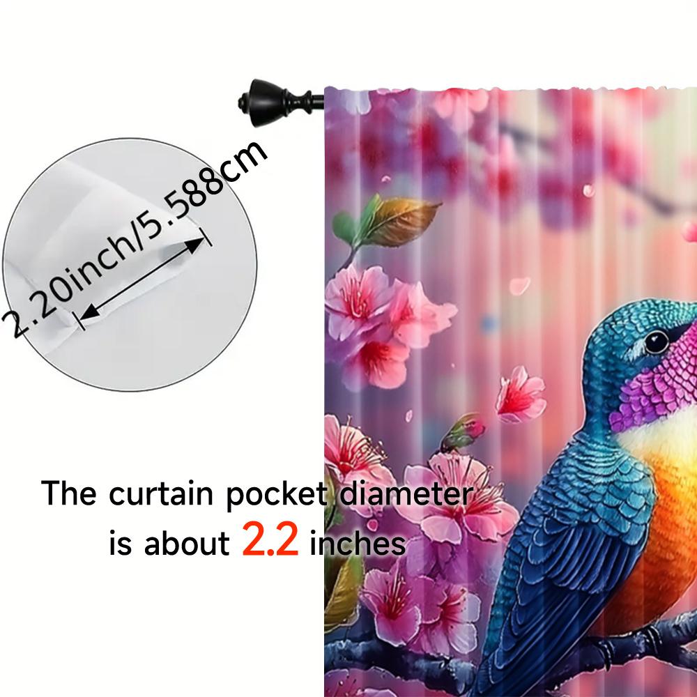 Set aus 2 flachen Fenstervorhängen Charmante Kolibris Vielseitiges Polyester Ohne Strom Familienfeier Mehrzweck-Veranstaltungsvorhang