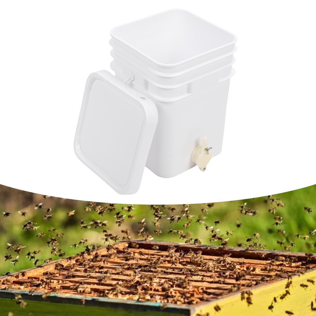Honey Bucket 20L 39x27x27cm Square Plastic Honey Extractor with Gate and Lid for Beekeeping