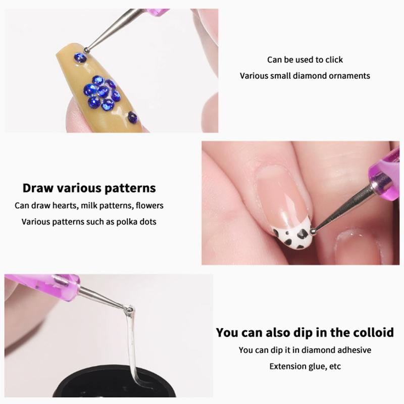 Sandalwood Nail Dotting Pen Double-End Nail Art Dotting Tools In Ballpoint Pen Design Nail Art Tip Dot Paint Manicure Salon